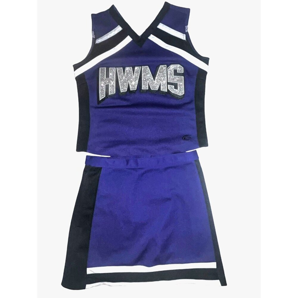 Cheerleader Uniform Outfit Halloween Costume Teen Purple 32" Top 25" Skirt
